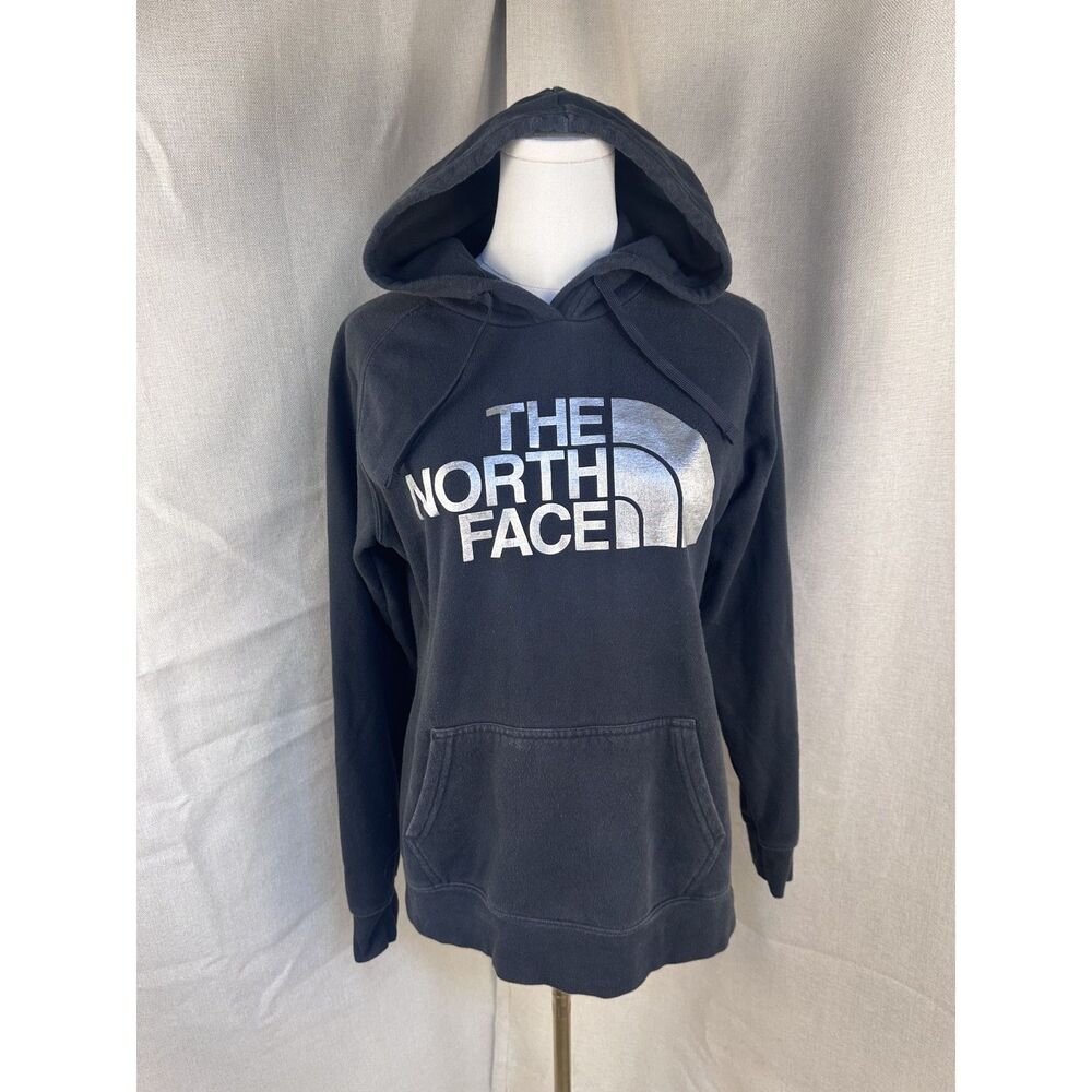 The North Face Half Dome Hoodie Black Silver Logo Women's Size M